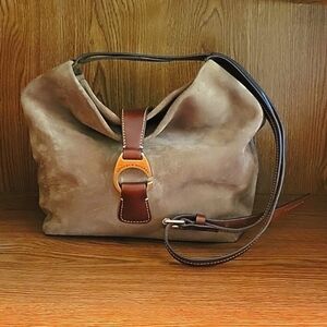 Dooney & Bourke Derby Suede Crossbody Hobo, Tan